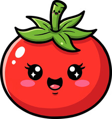 Cute Smiling Tomato Cartoon Illustration