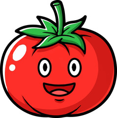  Illustration of Smiling Tomato Cartoon Character