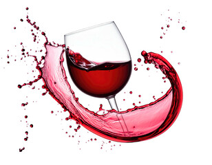 Red wine glass with splash