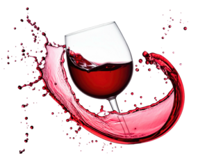 Red wine glass with splash