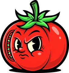Cartoon Angry Tomato Vegetable Illustration