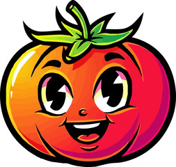 Cartoon Illustration of a Tomato Character.