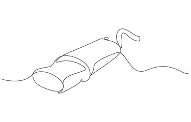 Car exhaust continuous one line art drawing vector illustration,car exhaust pipe and catalytic converter system one line art,Continuous Line Drawing of a Car Exhaust Muffler