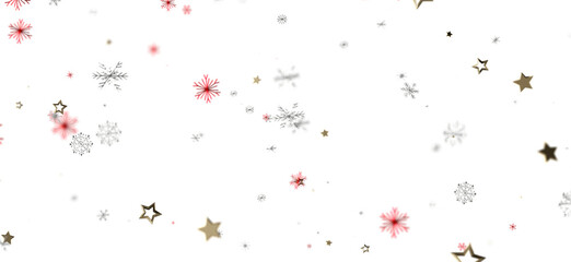 Beautiful background of snowflakes, stars and white background, perfect for Christmas or winter themed designs, celebrations and greetings.