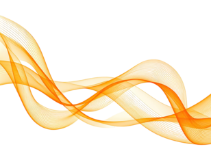 Abstract swirling ribbons of orange and gold on a black background