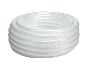 Rolled-up white inflatable pool tube