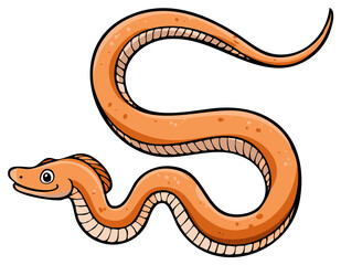 Fototapeta premium Cartoon snake illustration, serpent with orange skin, playful animal character