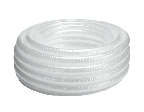 Rolled-up white inflatable pool tube