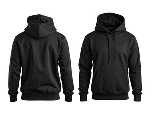 Front and back view of a plain black hoodie (6)