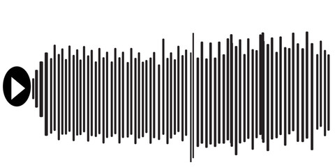 Sound wave decibel audio records simple voice message icon isolated on white background. Podcast player, music track. eps 10