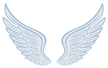 Blue and white stylized angel wings illustration for heavenly concepts.
