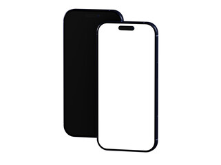 High-quality mockup of two smartphones, one with a black screen and one with a white screen, ideal for app presentations or website d