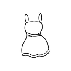 Hand Drawn Sleeveless Dress Vector Illustration Doodle Style Black and White