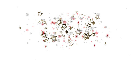 Festive star and snowflake confetti illustration on white background. Perfect for holiday design, Christmas cards, New Year invitations, and cel
