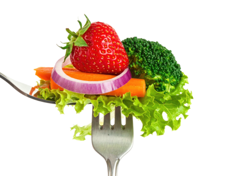 A forkful of fresh fruits and vegetables