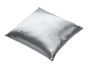 A metallic gray pillow