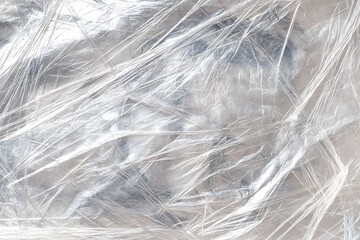 Captivating silver cellophane texture with dynamic light play for modern designs and abstract backgrounds, perfect for adding depth and intrigue