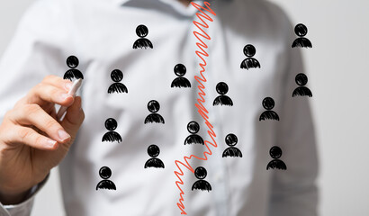 Illustrative image depicting team division, conflict, separation, or business split. Ideal for articles on teamwork, crisis, and conf