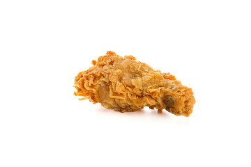 Crispy Fried Chicken Thigh with Golden Coating Isolated on White Background