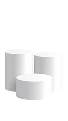 Three white cylinders, various sizes
