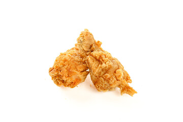 Crispy Deep Fried Chicken Thighs with Golden Brown Coating on White Background