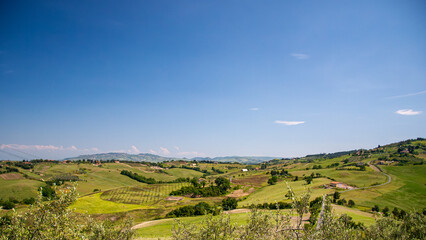 Obraz premium Landschaft Panorama in Pomarance in der Toskana in Italien.