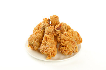 Crispy Fried Chicken Thighs on White Plate - Gourmet Fast Food Photography