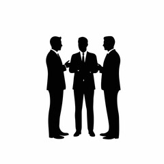Simple Silhouette Discussion Businessman Teamwork Gathering Communication Illustration
