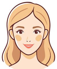 Blonde Woman Cartoon Portrait with Smiling Expression and Simple Line Art Design Illustration Graphic
