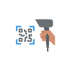 Pixel Art Illustration Of A Human Hand Scanning A QR Code With A Scanner On A Transparent Background