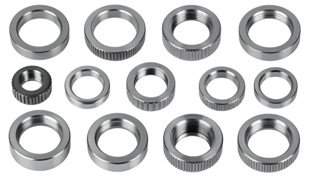 Set of circular metal nuts