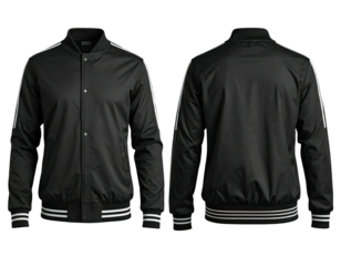Full view of a black bomber jacket