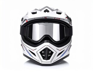 High-resolution photo of motocross helmet isolated on white background