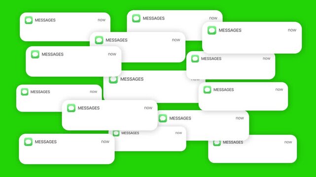 Message Notification filling the screen animation incoming text messages Pop-Up Animation on Green Screen, Modern Chat Alert UI Motion Design Template