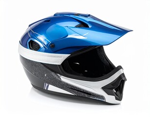 High-resolution photo of motocross helmet isolated on white background