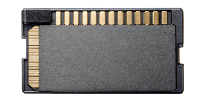 Detailed macro shot of a memory card connector showing gold pins and circuitry