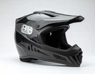 High-resolution photo of motocross helmet isolated on white background