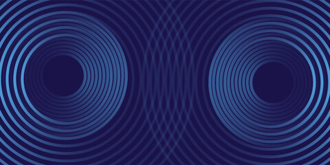 Abstract blue glowing geometric lines on dark blue background. Modern shiny blue circle lines pattern. Futuristic technology concept. Suit for cover, poster, banner, brochure, header,