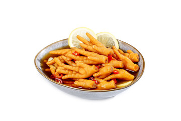 Fresh Spicy Chicken Feet with Lemon Slices - Traditional Asian Dim Sum Cuisine
