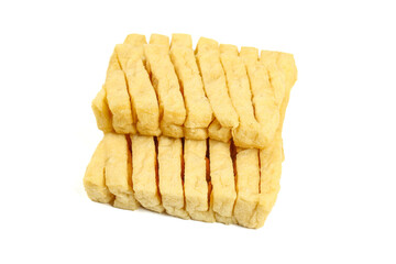 Dried Tofu Skewers Stack Chinese Protein Snack Food Ingredient White Background