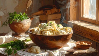 Rustic Russian Food Still Life.