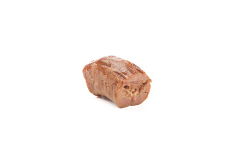 Crispy Roasted Duck Neck with Golden Marinated Skin on White Background