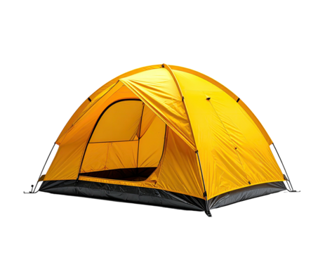 Yellow dome tent against black background
