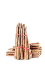 Fresh Huainan Chinese Yam Sticks Bundle - Traditional Root Vegetable Farm Harvest on White Background
