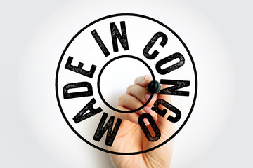 Made in Congo text emblem stamp, concept background