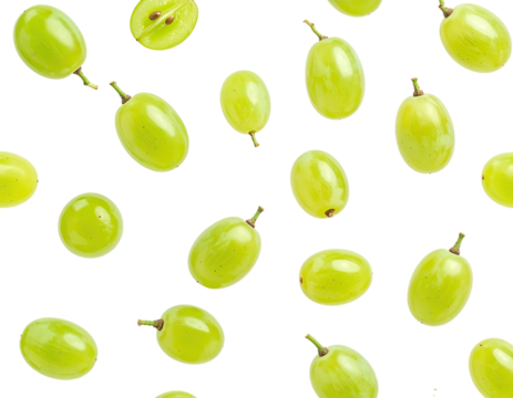 Fresh green grapes, scattered pattern