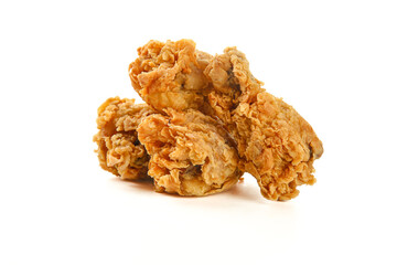 Crispy Fried Chicken Thighs with Golden Brown Coating on White Background