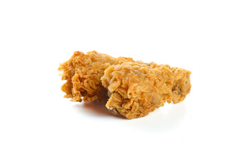 Crispy Golden Fried Chicken Thighs Isolated on White Background