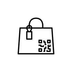 Shopping Bag With QR Code Outline On Transparent Background Modern Icon Symbol Clean Design For Commerce And Technology