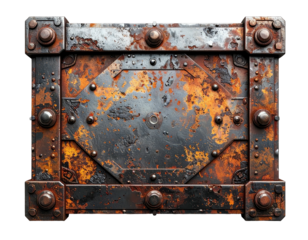 Rusty metal panel with intricate design